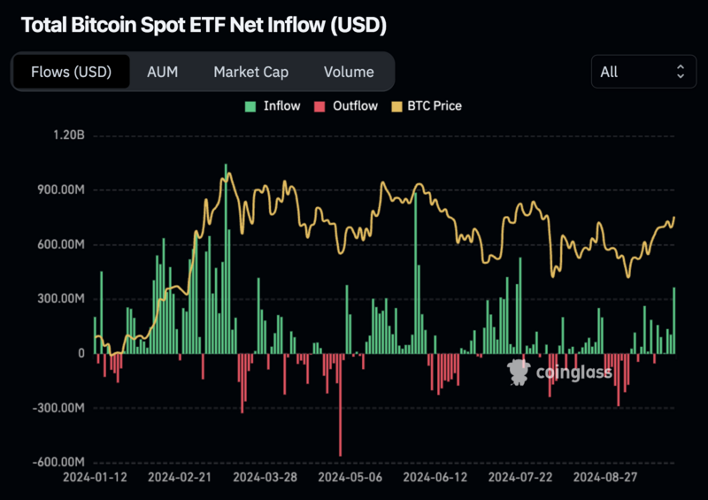 Inflows and outflows in the Bitcoin ETFs