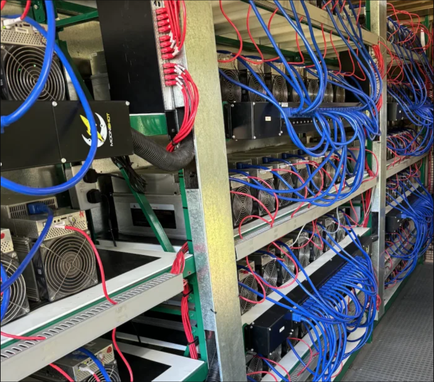 144 ASIC miners from Whatsminer in the Bitcoin mining container