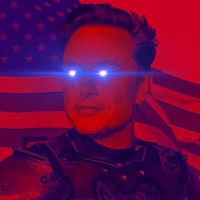 Elon Musk with laser eyes in his new profile picture on 𝕏