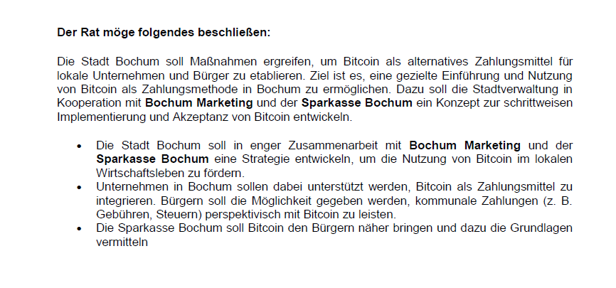 Forderungen zu Bochum Bitcoin City